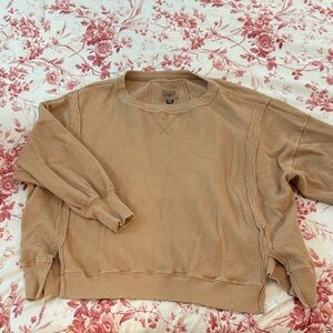American Eagle Outfitters Camel Waffle Knit Top